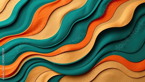 Wallpaper Mural Abstract Teal Orange Gold Wave Background Texture Design Torontodigital.ca