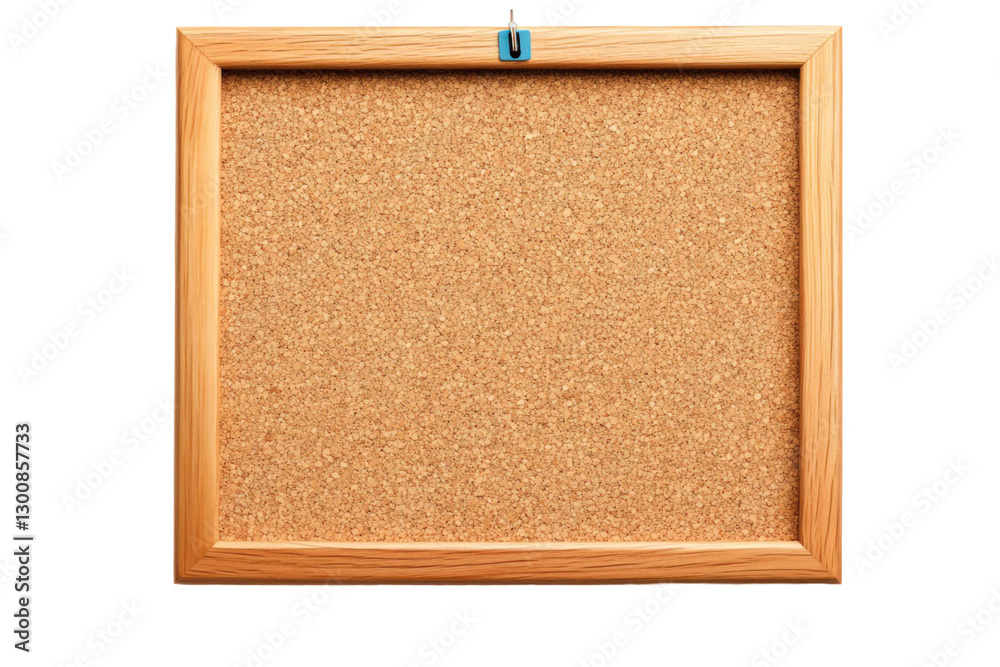 Fototapeta premium Corkboard with wooden frame isolated on a transparent background for presentations and messages