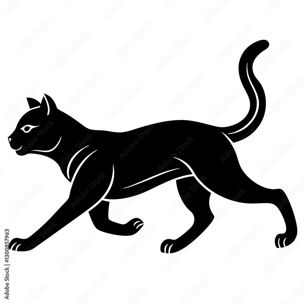 cat running silhouette vector icon white background cat running silhouette vector icon white background