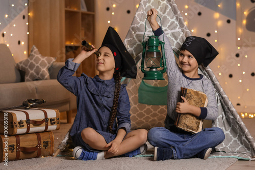 Cute children dressed as pi...