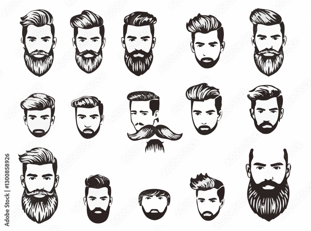 Contemporary Men's Hairstyle and Beard Graphics Pack Contemporary Men's Hairstyle and Beard Graphics Pack