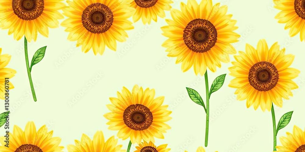 Obraz premium Bright Yellow Sunflowers Floral Pattern Summer Background