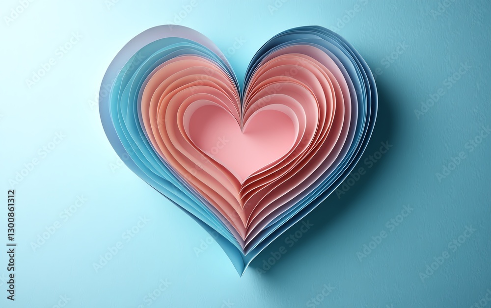 Paper pages of a book shaped into a heart, representing passion for literature, knowledge, and education, student wisdom, book love concept, soft pastel tones Paper pages of a book shaped into a heart, representing passion for literature, knowledge, and education, student wisdom, book love concept, soft pastel tones