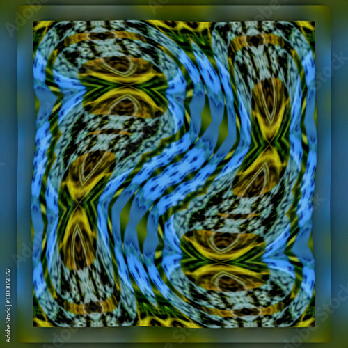 Abstract Nature Reflection Background, Water-Inspired Symmetry, Organic Blue and Green Pattern, Eco Art, Design for Fabric, Paper, Scrapbooking, Interior, Wall Art, Digital Textile, Tapestry