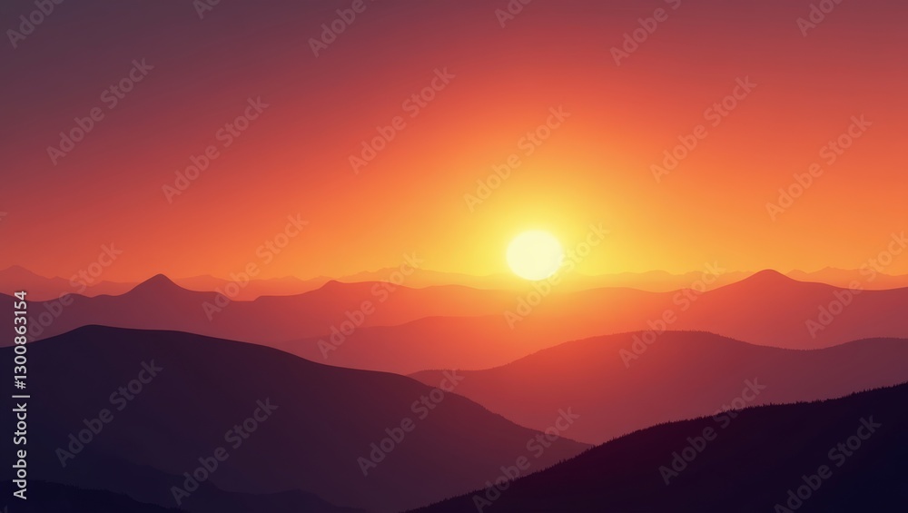 A vibrant sunset paints the mountain range with warm colors, creating a peaceful and scenic vista. A vibrant sunset paints the mountain range with warm colors, creating a peaceful and scenic vista.