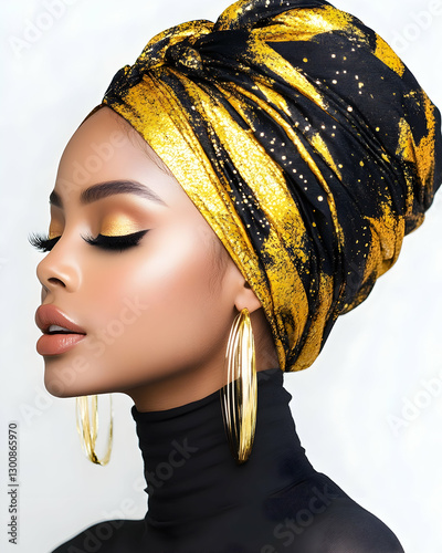 Woman in Gold Headwrap, Profile