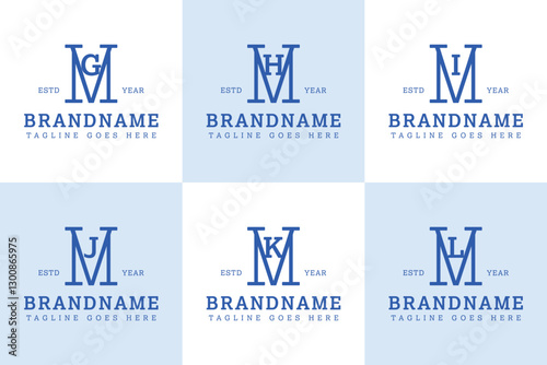 Letters MG MH MI MJ MK ML Monogram Serif Logo, for business with GM HM IM JM KM LM initials