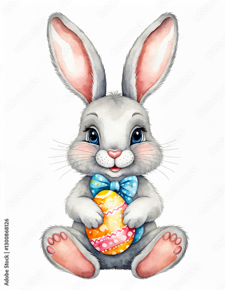 Obraz premium Adorable Bunny Holding an Easter Egg