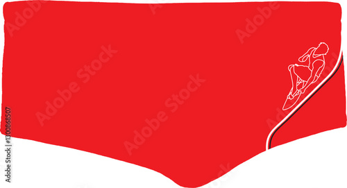 Red Men's Swim Briefs with Sporty Motocross Design