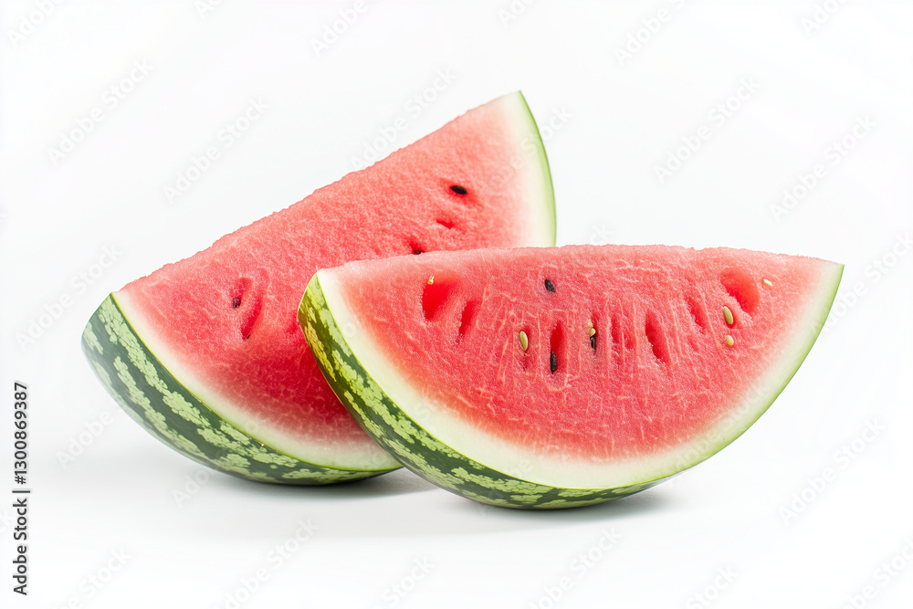 Sliced of red ripe watermelon isolated on white background, Selective focus cut watermelon with refreshing tropical fruit concept. Sliced of red ripe watermelon isolated on white background, Selective focus cut watermelon with refreshing tropical fruit concept.