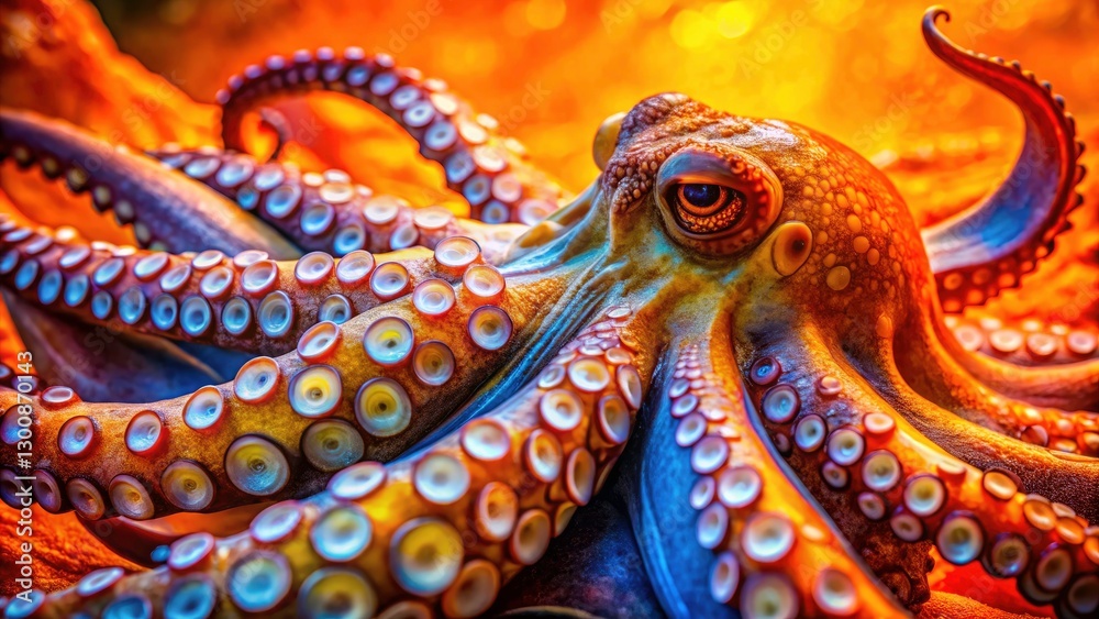 Fototapeta premium Aerial Octopus Skin Texture: Abstract Orange Background - High-Resolution Photo