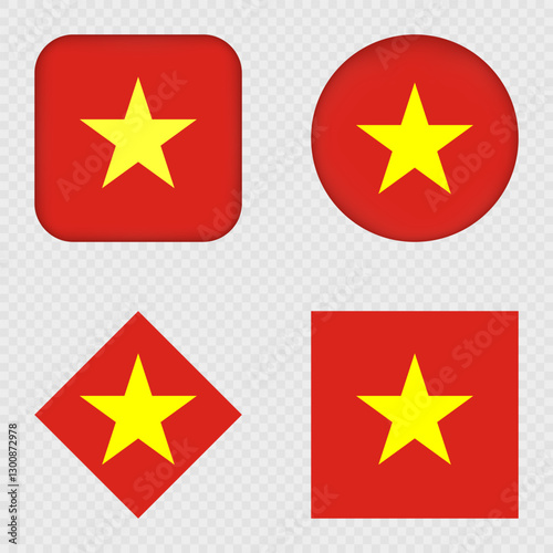 Vietnam Flag Icons Pack. Vector illustration.