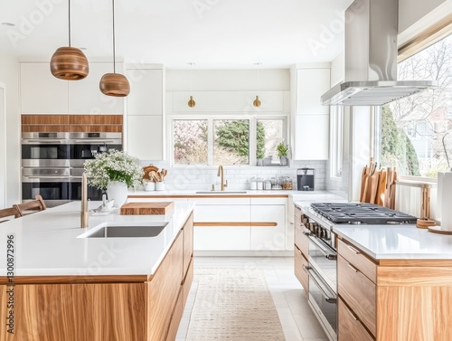 An modern kitchen with lots of natural light setup space is a bright kitchen with a modern design photo