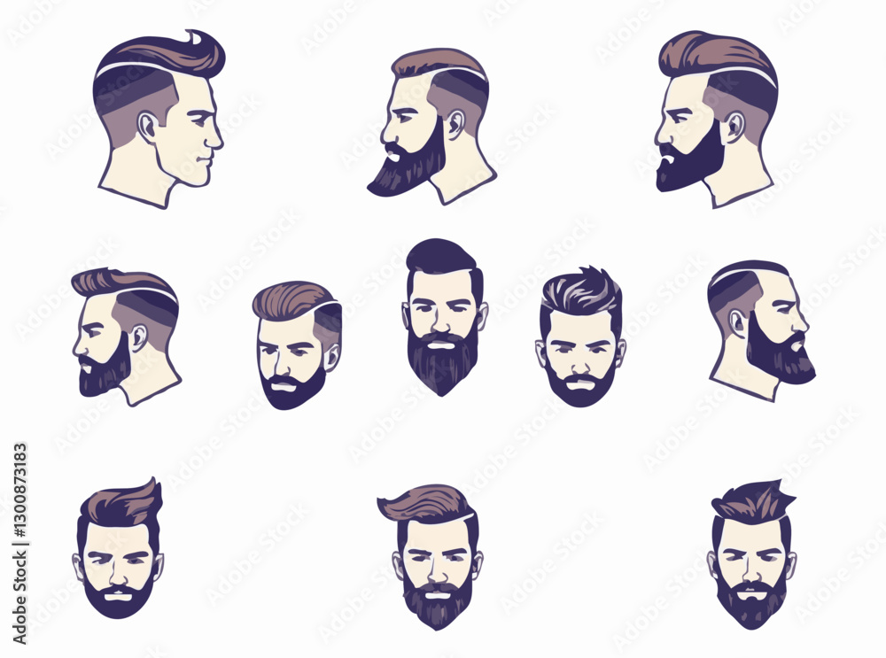 Diverse Haircuts and Beard Styles Vector Pack Diverse Haircuts and Beard Styles Vector Pack