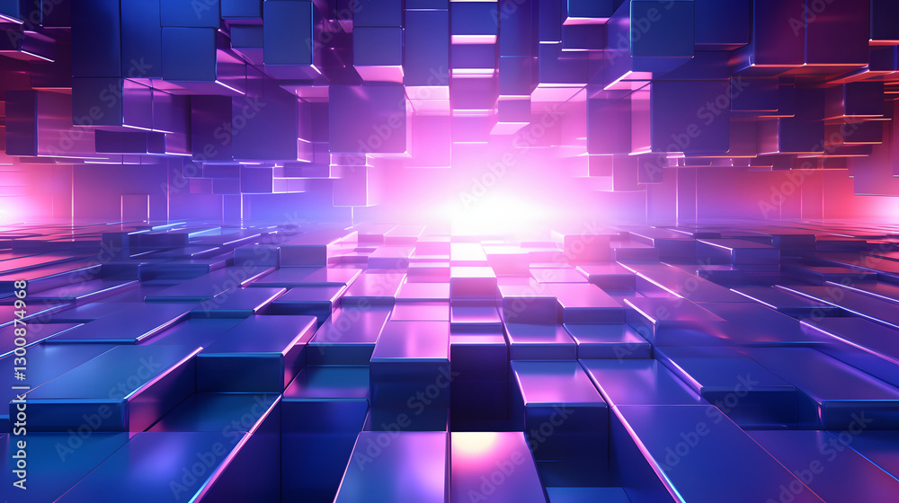 3d rendering of mind purple and blue abstract geometric background. Scene for advertising, technology, showcase, banner, game, sport, cosmetic, business, metaverse. Sci-Fi Illustration. Product displa
