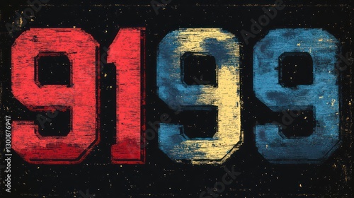 Retro distressed number 9199 design.