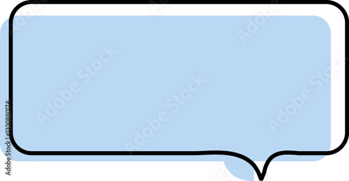 Cute blue speech bubble label frame, minimalist blank memo sticker