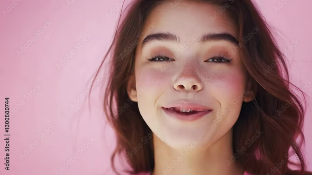 Woman with braces smiling and talking in soft natural light. A joyful expression with a blurred background Woman with braces smiling and talking in soft natural light. A joyful expression with a blurred background