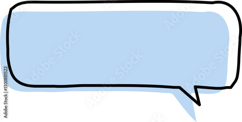 Cute blue speech bubble label frame, minimalist blank memo sticker