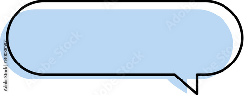 Cute blue speech bubble label frame, minimalist blank memo sticker