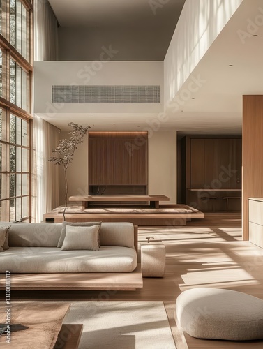 Elegant and modern interior design of living room area