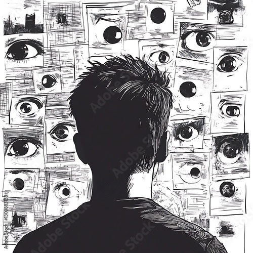 Man Facing Surveillance Wall