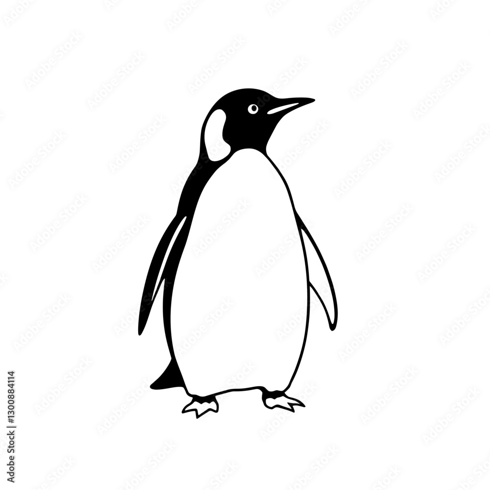 Obraz premium Stylized line drawing of a penguin on white background, artistic illustration concept