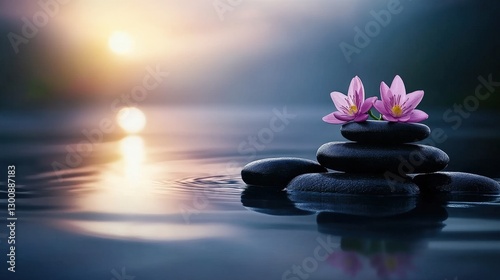 A peaceful massage therapy session, with a therapist using hot stones on a client back
