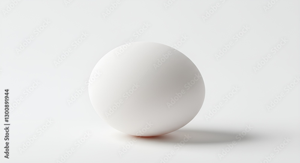 A single fresh white egg, smooth shell, isolated on a pure white background A single fresh white egg, smooth shell, isolated on a pure white background