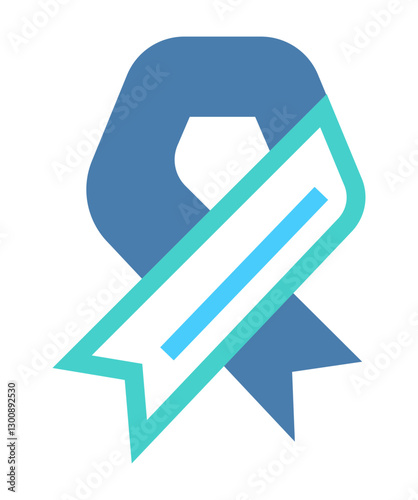 A stylized awareness ribbon icon representing health campaigns support and medical causes.