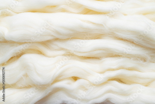Sheep wool for felting as a background, top view. Wool texture fiber, merio wool for handicrafts, felting