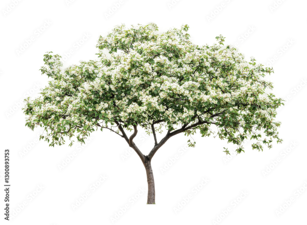 Obraz premium Beautiful flowering tree in full bloom during spring, ideal for nature-themed design projects and print materials, cut out