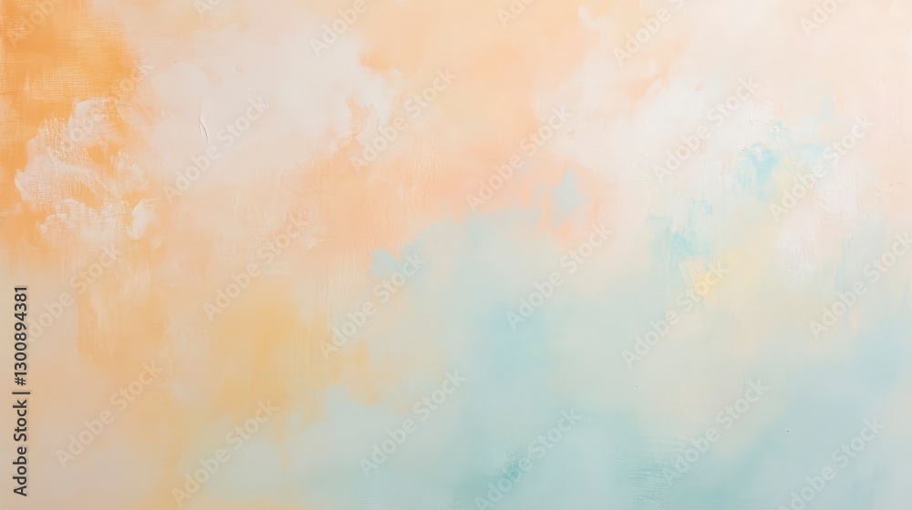 A soft abstract painting in shades of peach and light blue, with gentle brushstrokes creating an atmosphere of calmness and serenity A soft abstract painting in shades of peach and light blue, with gentle brushstrokes creating an atmosphere of calmness and serenity