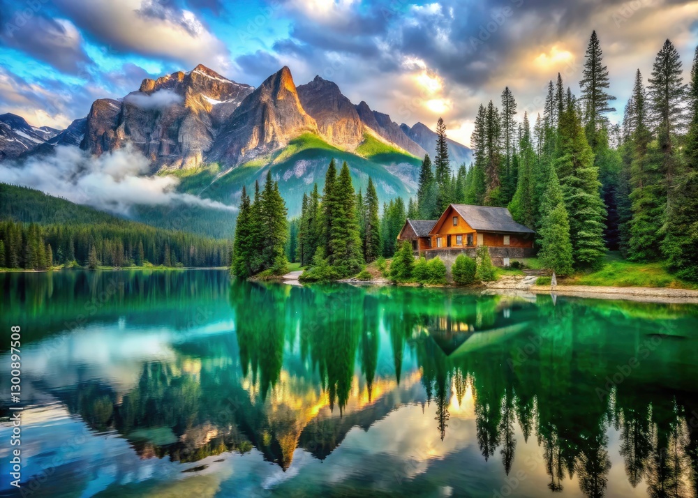 Emerald Lake Lodge Yoho National Park: Double Exposure Mountain Scenery Photography Emerald Lake Lodge Yoho National Park: Double Exposure Mountain Scenery Photography