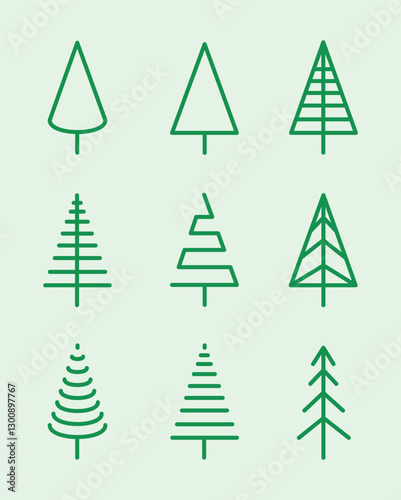 Geometric christmas trees vector illustration