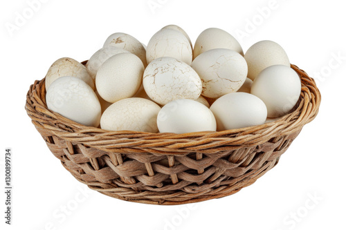 Wallpaper Mural Fresh white eggs in a woven basket ready for cooking or baking during festive occasions or daily meals, cut out Torontodigital.ca
