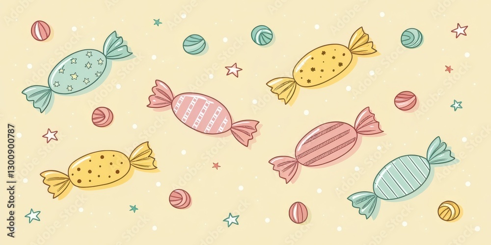 Fototapeta premium A colorful and sweet collection of candies, chocolates, and lollipops. Perfect for conveying joy, treats, and celebrations.