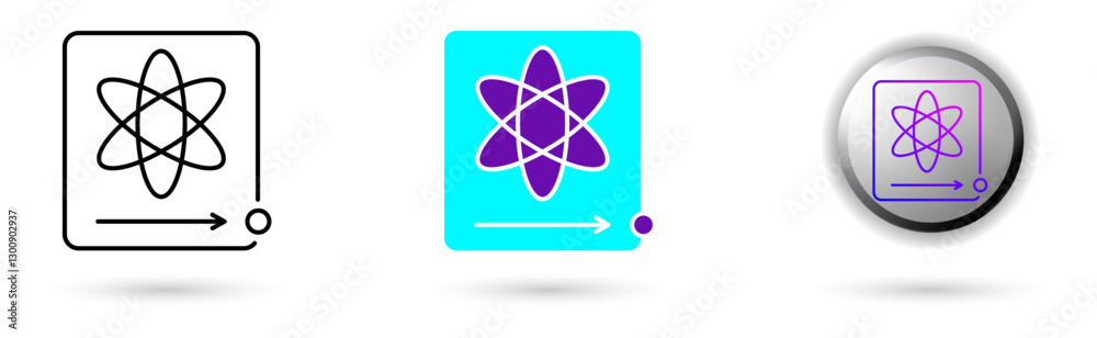 icon of Quantum Tunneling and technological innovation. Various styles such as outline, solid, and glossy effects, ideal for AI startups, science research, and quantum computing development.