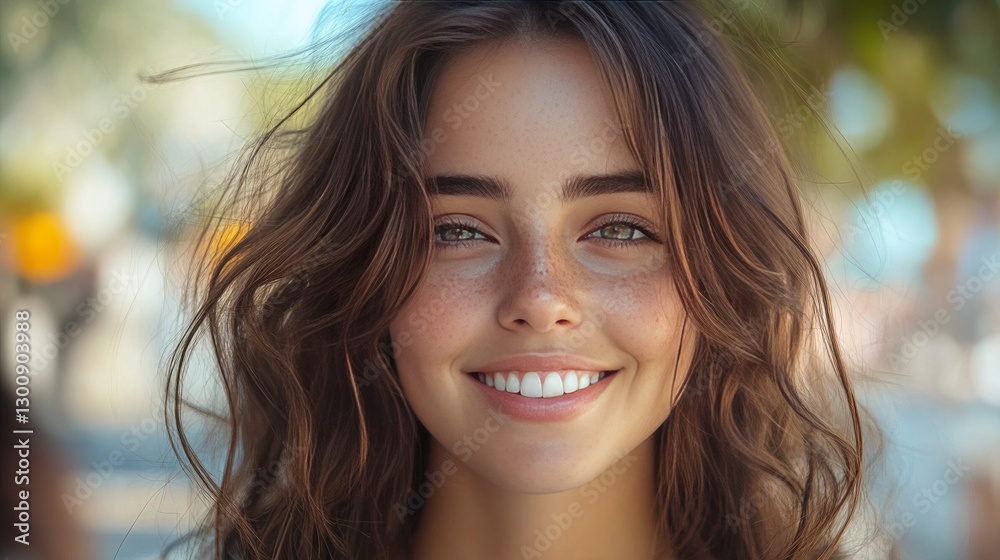 Beautiful young brunette girl lounging on the street with a smile Beautiful young brunette girl lounging on the street with a smile