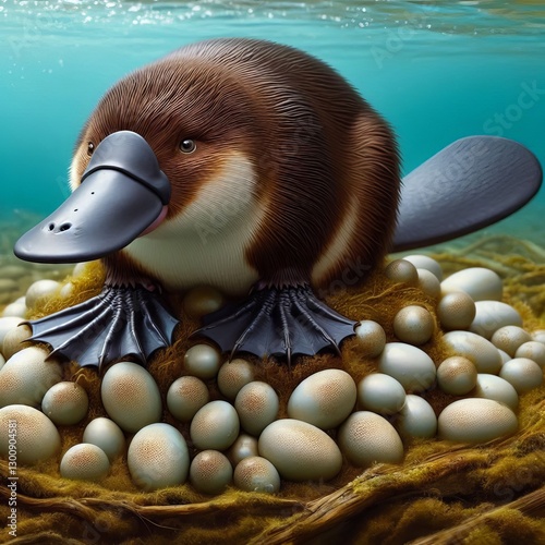 Platypus Ornithorhynchus anatinus A semi aquatic egg laying mamm photo