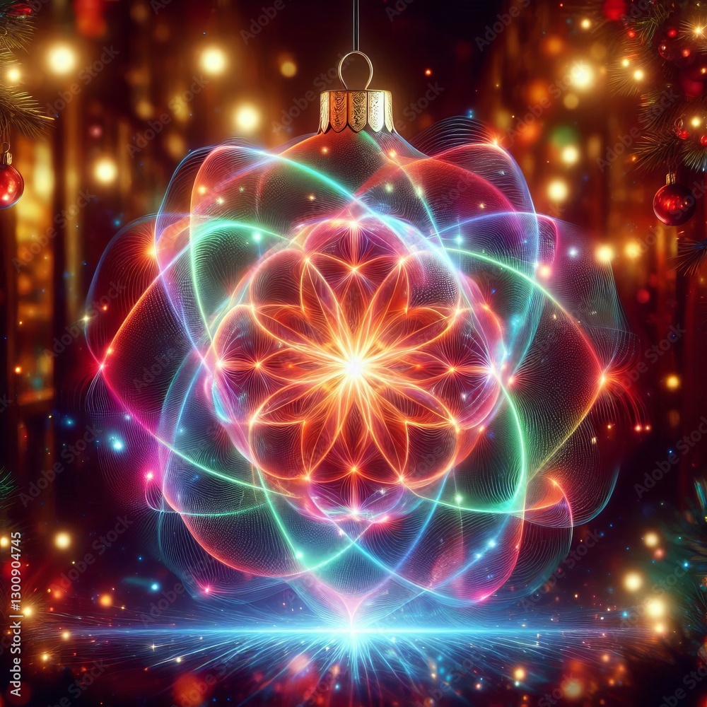 Fototapeta premium Quantum Christmas Particle Hologram