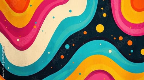 Colorful Abstract Waves and Shapes with Bold Patterns and Dots