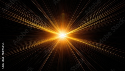 golden sunlight abstract sun burst digital lens flare on black background for overlay