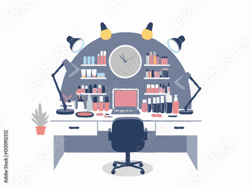 Makeup Artist Workspace: Cosmetic Supplies Vector