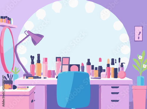 Makeup Artist Workspace: Cosmetic Supplies Vector