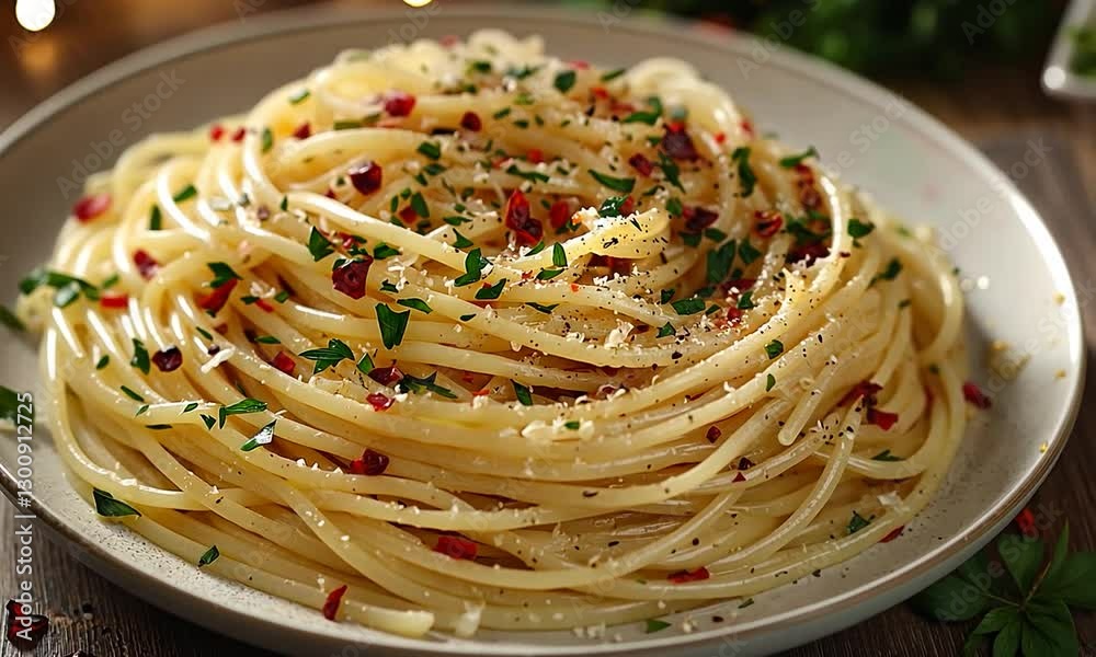spaghetti aglio e olio italian pasta orbit left video