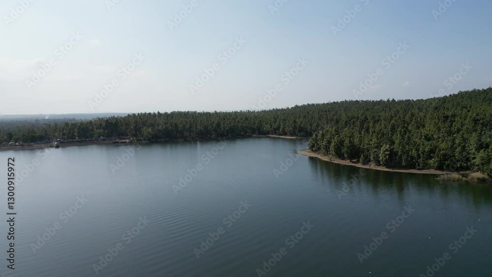 Beautiful aerial view of sutan forest and talberia lake at bankura Beautiful aerial view of sutan forest and talberia lake at bankura
