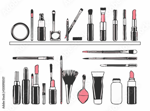 Makeup Artist Tools and Accessories Vector