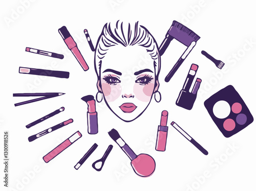 Makeup Artist Tools and Accessories Vector