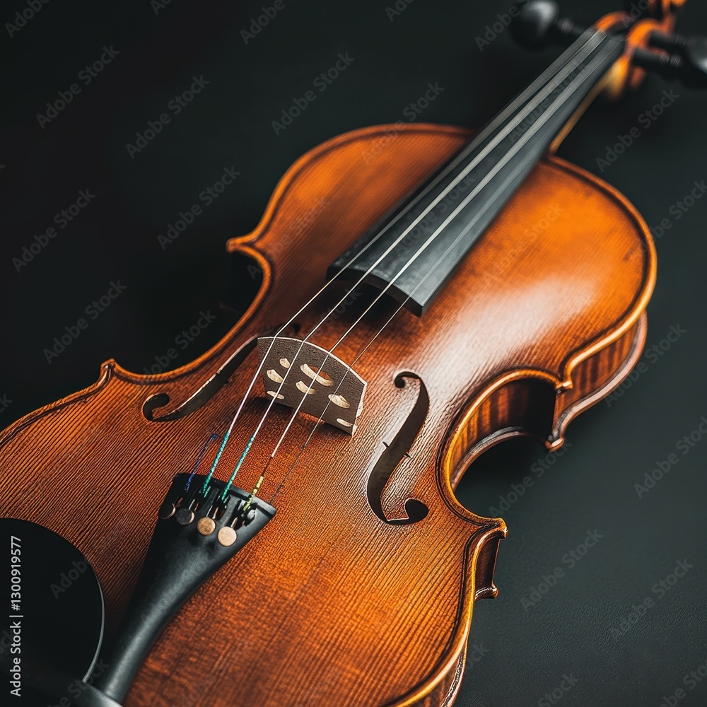 Beautiful Wooden Violin on a Dark Background Showcasing Intricate Craftsmanship and Artistry Beautiful Wooden Violin on a Dark Background Showcasing Intricate Craftsmanship and Artistry